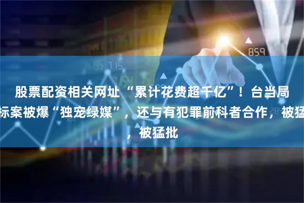 股票配资相关网址 “累计花费超千亿”！台当局招标案被爆“独宠绿媒”，还与有犯罪前科者合作，被猛批