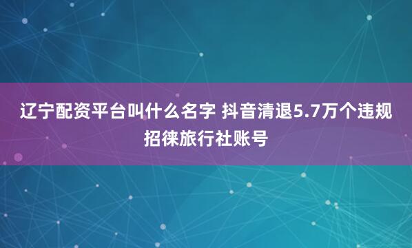 辽宁配资平台叫什么名字 抖音清退5.7万个违规招徕旅行社账号